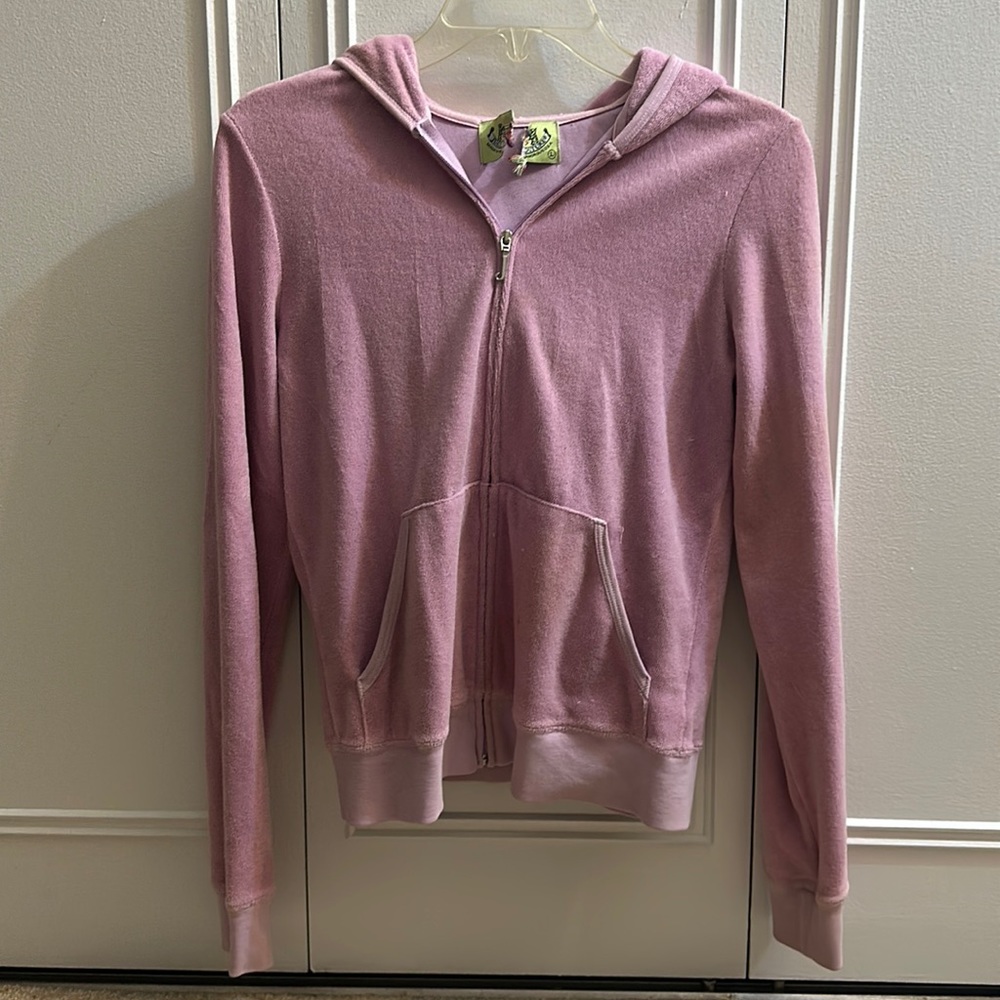 Juicy couture terry cloth pink zip up sweater size large